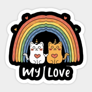 My Rainbow Cat is My Valentine Sticker